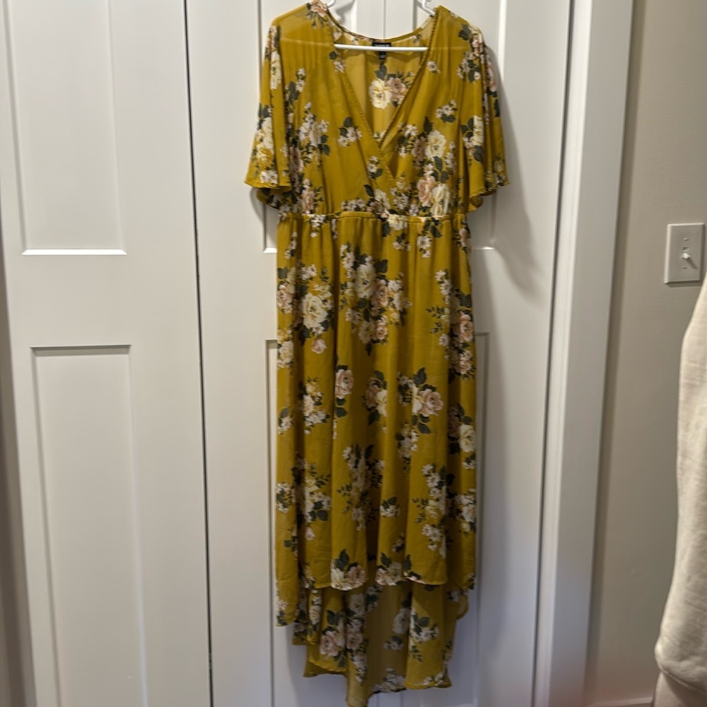 Torrid Midi/Maxi High Low Floral Chiffon Spring Summer Dress Size 1X